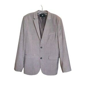 H&M HM  Slim Fit Polyester Blend Sport Coat Blazer Gray Single Breasted Size 44R